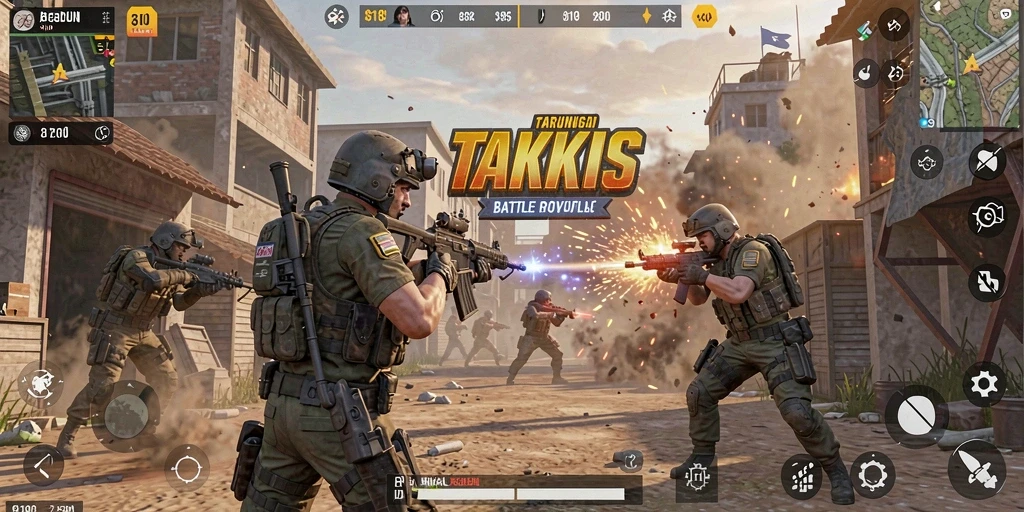 Tangkapan layar menunjukkan aksi seru dalam permainan Battle Royale.