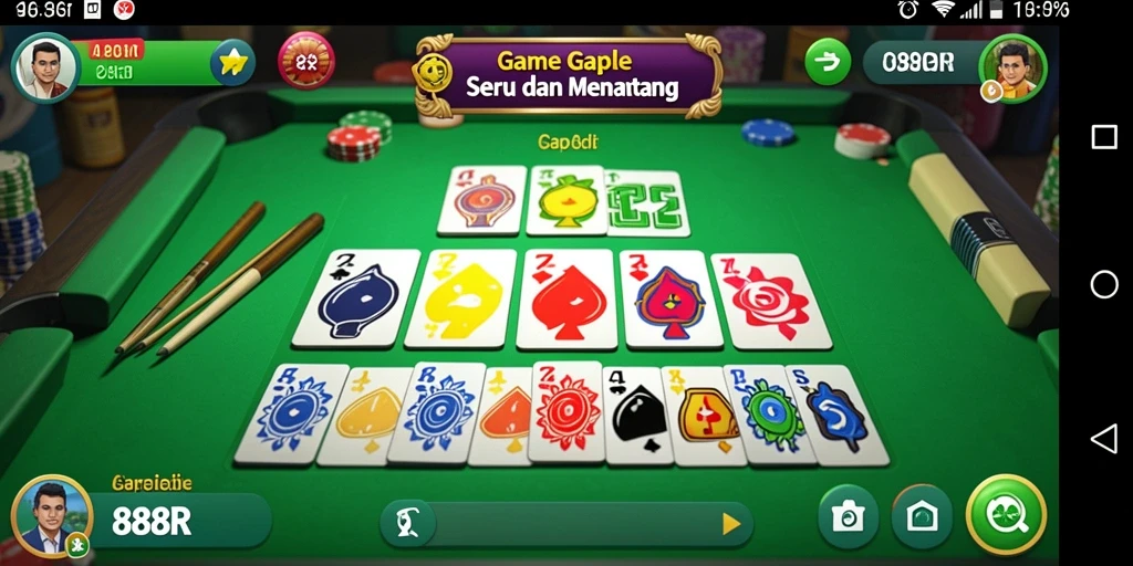 Tampilan utama 888R menampilkan gameplay Gaple yang menarik dan interaktif.