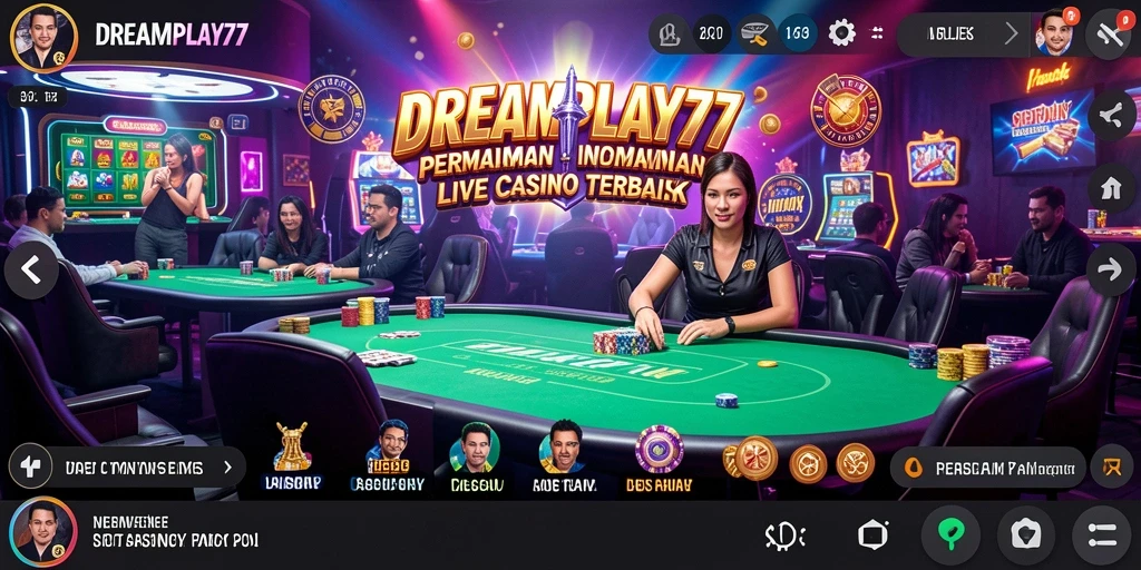 Screenshot utama menunjukkan gameplay Live Casino yang mendebarkan.