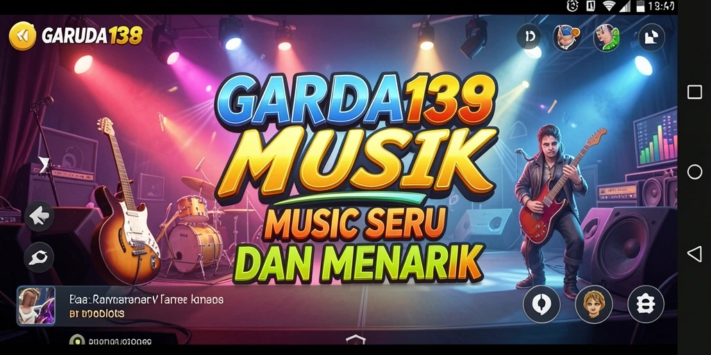 Screenshot utama GARUDA138 menampilkan gameplay musik yang dinamis.
