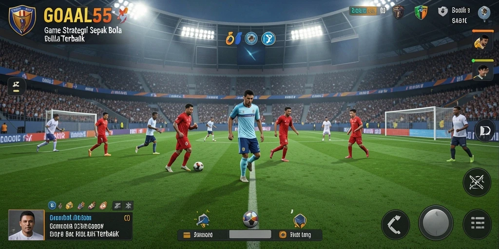 Tangkapan layar GOAL55 menampilkan aksi pertandingan sepak bola yang mendebarkan.
