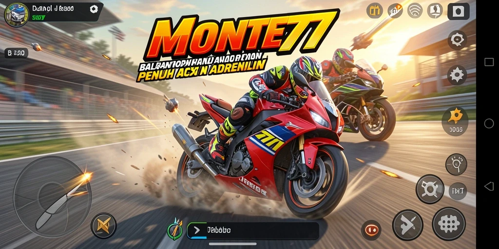 Screenshot gameplay menarik dari balapan seru di MONTE77.