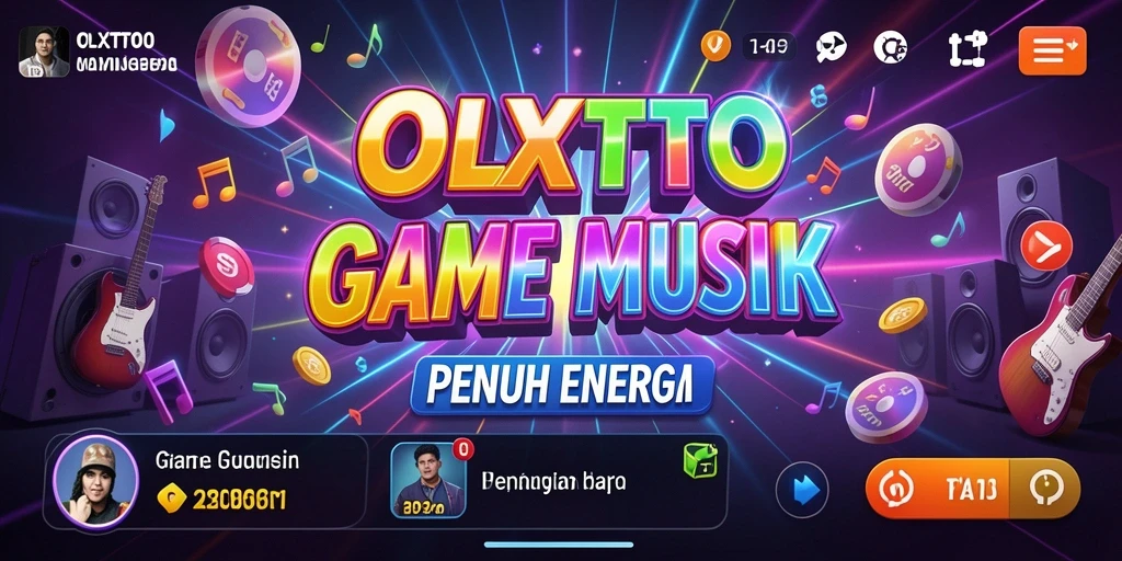Tangkapan layar utama dari OLXTOTO menunjukkan gameplay musik yang penuh energi.