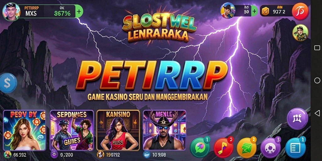 Tampilan gameplay menarik dari PETIRRP dengan berbagai pilihan permainan Kasino.
