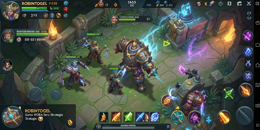 Tampilan gameplay seru dalam ROBINTOGEL dengan aksi tim.