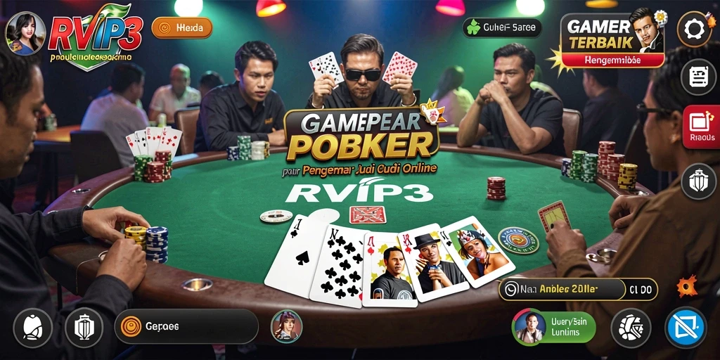 Tampilan gameplay RVIP3 menampilkan aksi Poker yang mendebarkan.