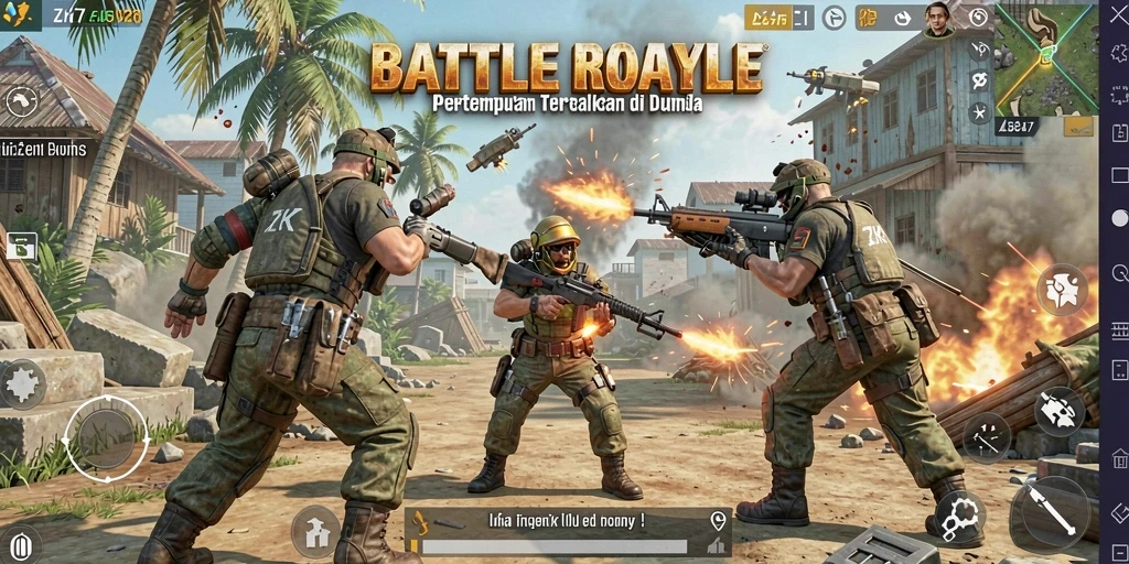 Gameplay seru dalam ZK7 dengan aksi Battle Royale yang mendebarkan.